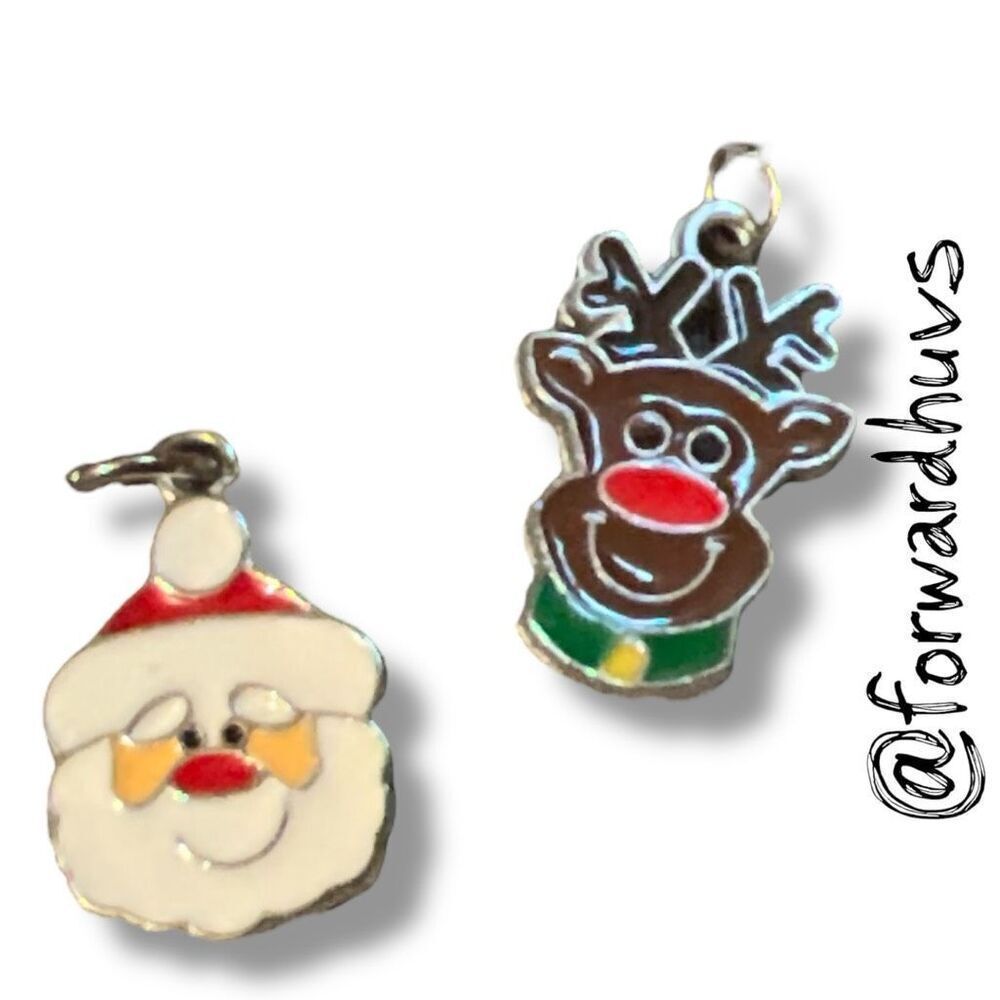 Bundle Sale 3 for $15 | Set of 3/4” Holiday Enamel Charms – Santa & Reindeer